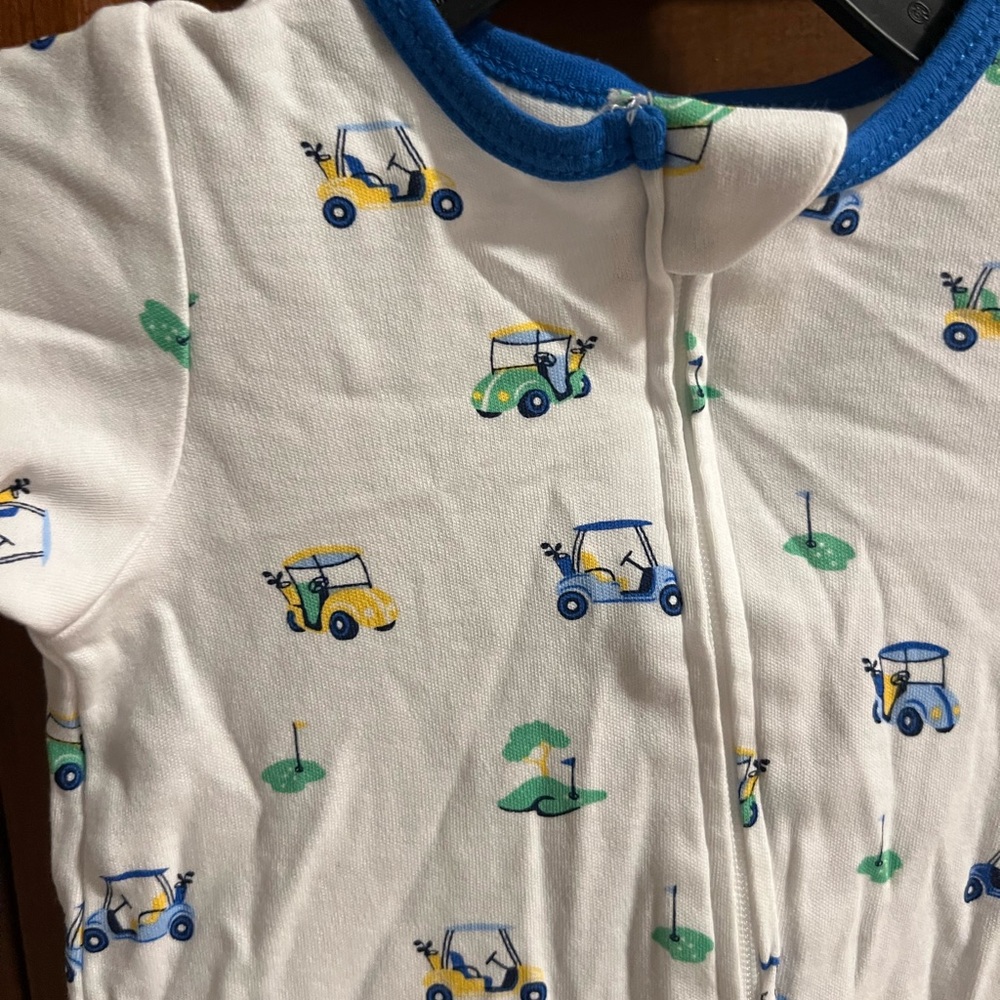 Little Me White and Blue Footie with Golf Cart Print - Picture 2 of 4